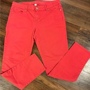 LC Lauren Conrad Women's 10 Vibrant Coral Straight Leg Jeans 28” Inseam 9” Rise
